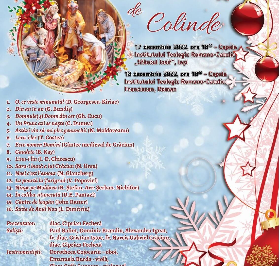 Seminarul Mare Diecezan din Iași și Seminarul Franciscan din Roman: Invitație – Concert la Nașterea Domnului